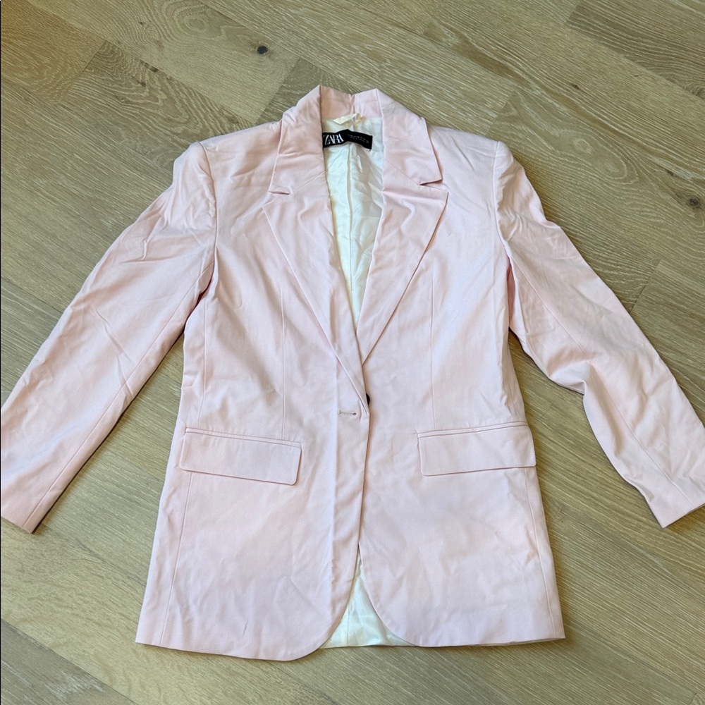 Zara Pale Pink Single-Button Blazer